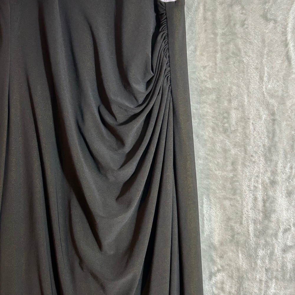 Lauren Ralph Lauren Evening Beaded Halter Color Block Maxi Gown Black White 6 - Picture 3 of 14